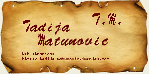 Tadija Matunović vizit kartica